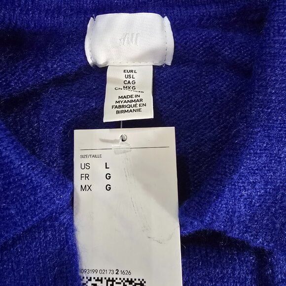 H&M Ladies Fine-knit Collared Sweater Blue Size Large NWT - Picture 8 of 8